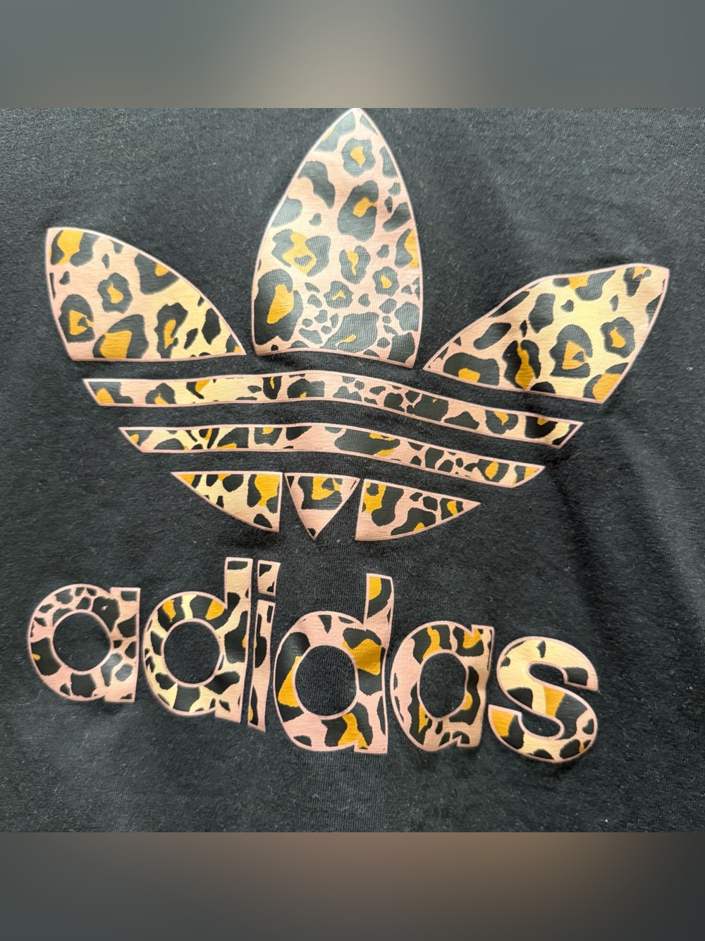 adidas Black Tee with Leopard Trefoil - Picture 2 of 7